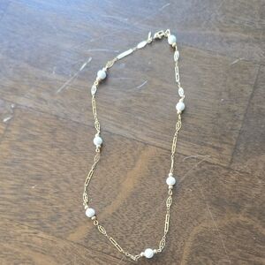 Monet Gold Chain Necklace with White Pearls